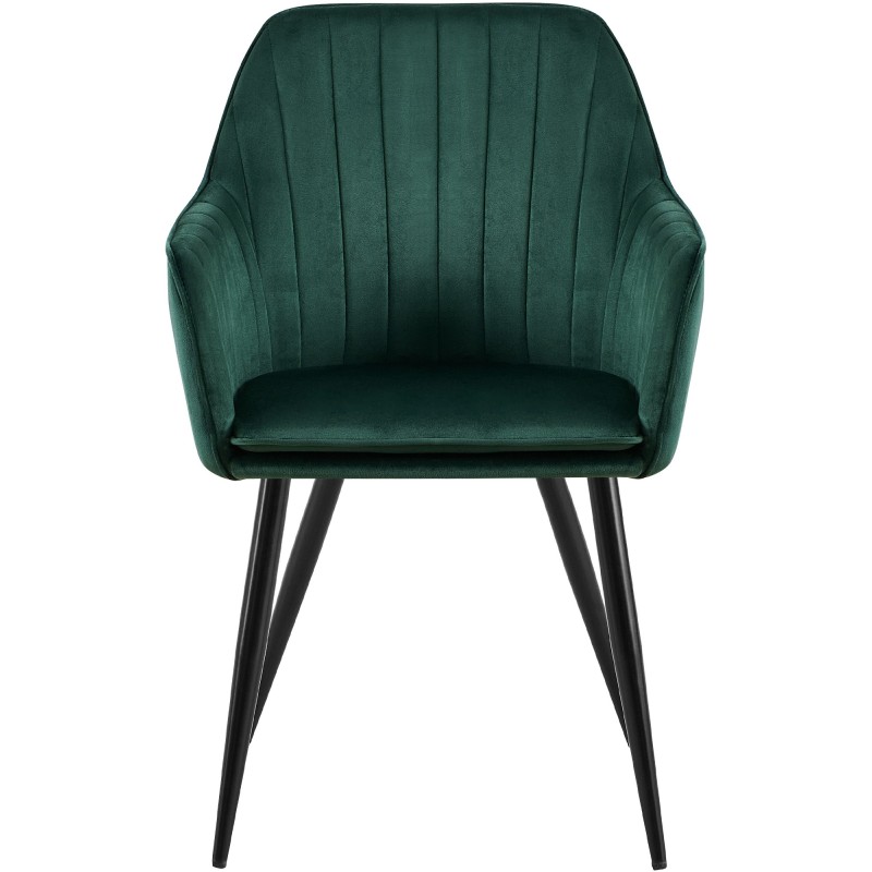 Silla de comedor Cheryl en terciopelo negro y verde