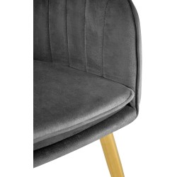 Silla de comedor Cheryl en terciopelo dorado gris oscuro