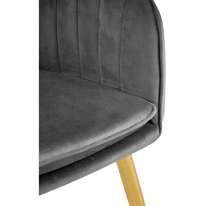 Silla de comedor Cheryl en terciopelo dorado gris oscuro