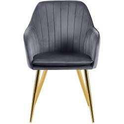 Silla de comedor Cheryl en terciopelo dorado gris oscuro