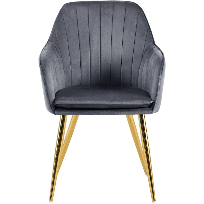 Silla de comedor Cheryl en terciopelo dorado gris oscuro
