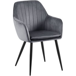 Silla de comedor Cheryl en terciopelo negro gris oscuro