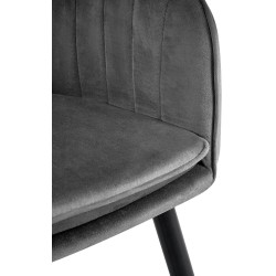 Silla de comedor Cheryl en terciopelo negro gris oscuro