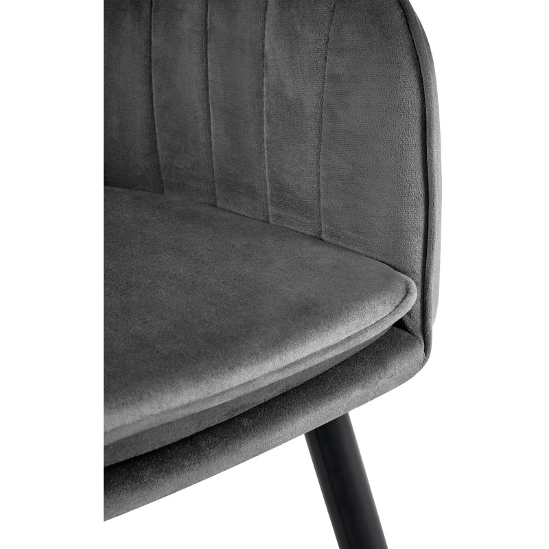 Silla de comedor Cheryl en terciopelo negro gris oscuro