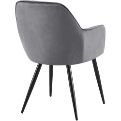 Silla de comedor Cheryl en terciopelo negro gris oscuro