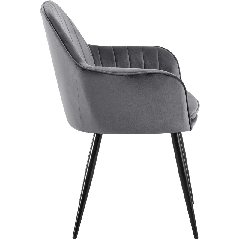 Silla de comedor Cheryl en terciopelo negro gris oscuro