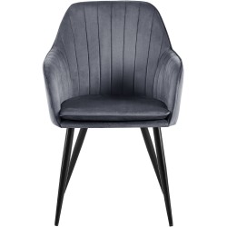 Silla de comedor Cheryl en terciopelo negro gris oscuro