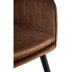 Silla de comedor Cheryl en terciopelo negro y marrón