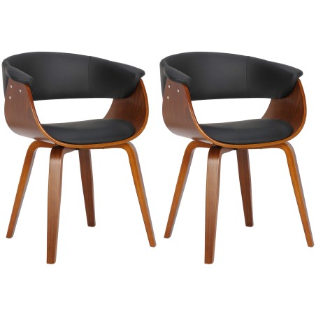 Juego de 2 sillas Bruce, piel sintética, nogal negro
