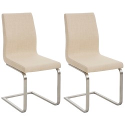 Juego de 2 sillas de comedor Belfort de tela color crema