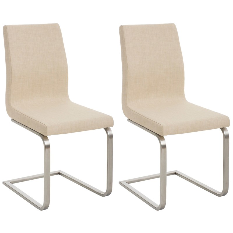 Juego de 2 sillas de comedor Belfort de tela color crema Juego de 2 sillas de comedor Belfort de tela color crema