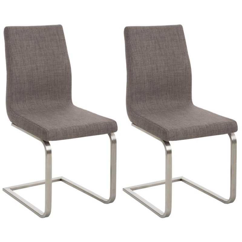 Juego de 2 sillas de comedor Belfort de tela gris Juego de 2 sillas de comedor Belfort de tela gris