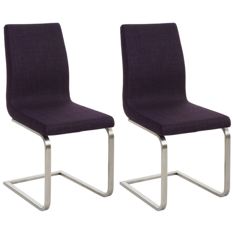 Juego de 2 sillas de comedor en tela Belfort color morado Juego de 2 sillas de comedor en tela Belfort color morado