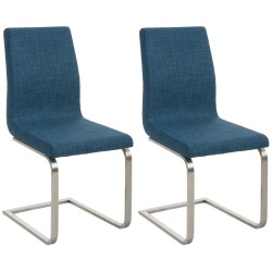 Juego de 2 sillas de comedor de tela azul Belfort