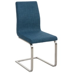 Juego de 2 sillas de comedor de tela azul Belfort Juego de 2 sillas de comedor de tela azul Belfort