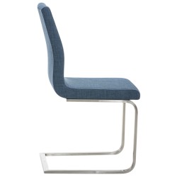 Juego de 2 sillas de comedor de tela azul Belfort Juego de 2 sillas de comedor de tela azul Belfort