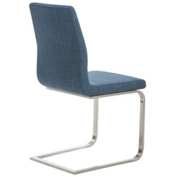 Juego de 2 sillas de comedor de tela azul Belfort Juego de 2 sillas de comedor de tela azul Belfort