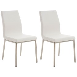 Juego de 2 sillas de comedor Colmar en tela blanca