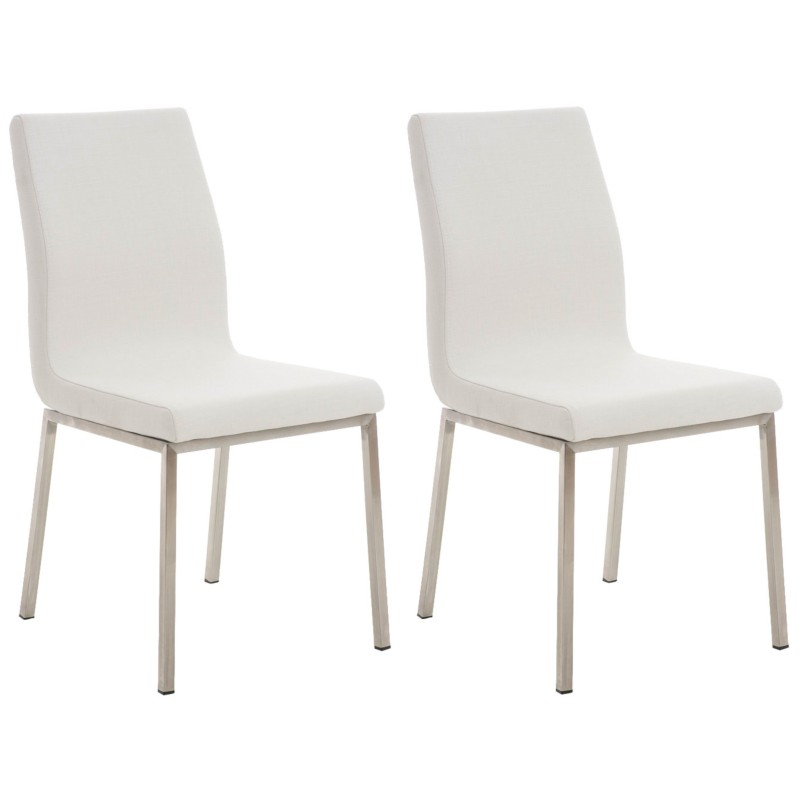 Juego de 2 sillas de comedor Colmar en tela blanca