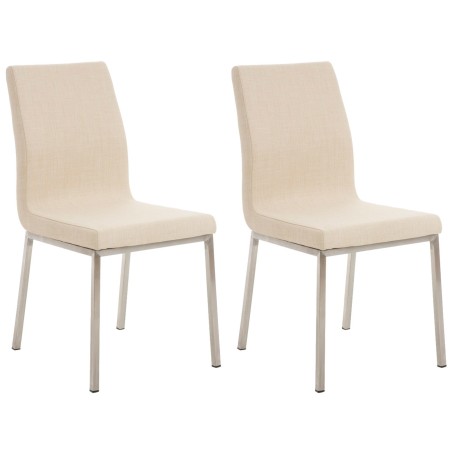 Juego de 2 sillas de comedor Colmar en tela color crema