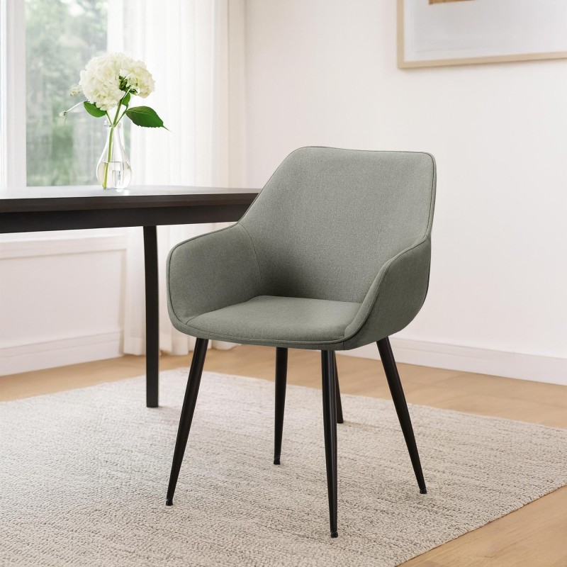 Silla de comedor Vessa en tela gris claro