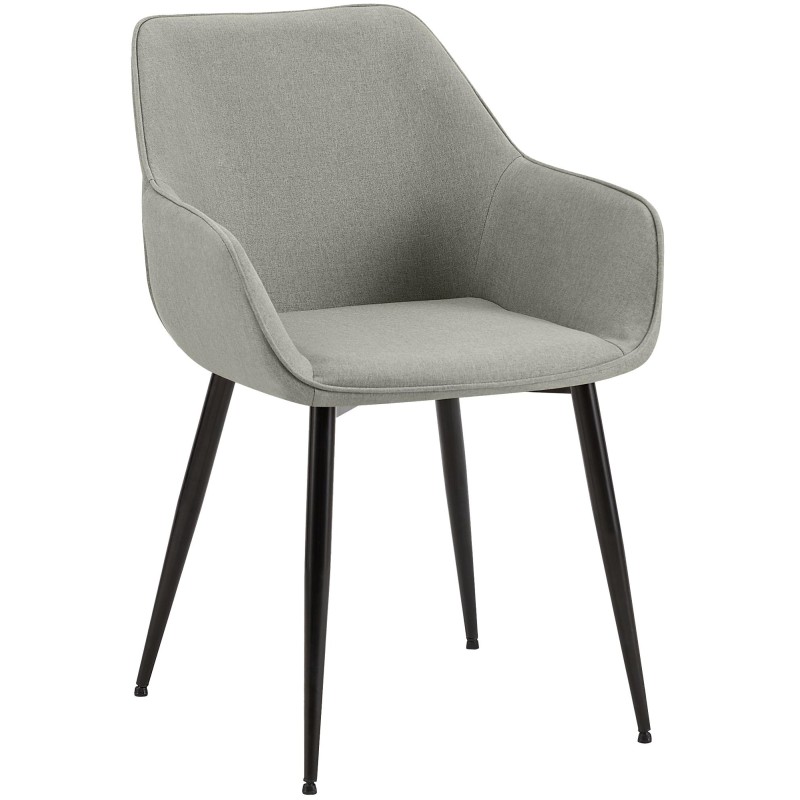Silla de comedor Vessa en tela gris claro