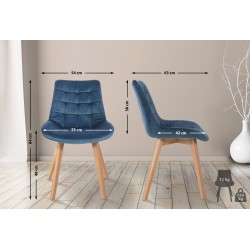 Juego de 2 sillas Brook de terciopelo azul