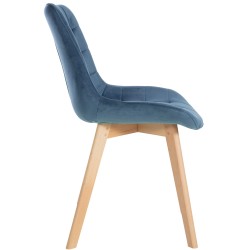 Juego de 2 sillas Brook de terciopelo azul
