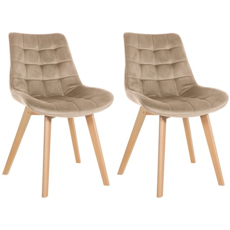 Juego de 2 sillas Brook en terciopelo marrón