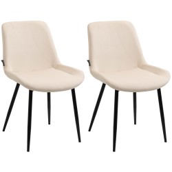 Juego de 2 sillas de comedor Victoria de terciopelo crema