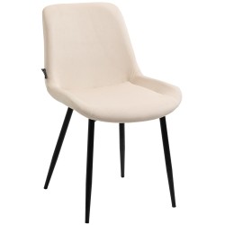 Juego de 2 sillas de comedor Victoria de terciopelo crema