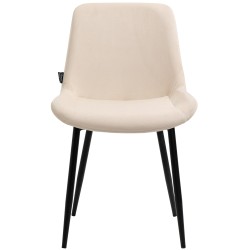 Juego de 2 sillas de comedor Victoria de terciopelo crema