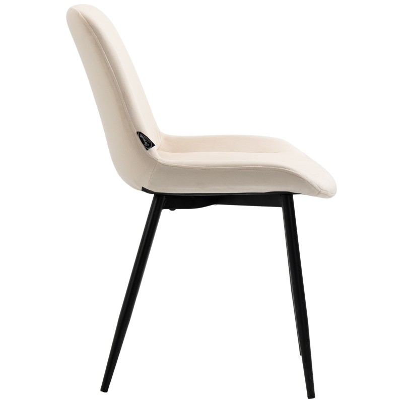 Juego de 2 sillas de comedor Victoria de terciopelo crema