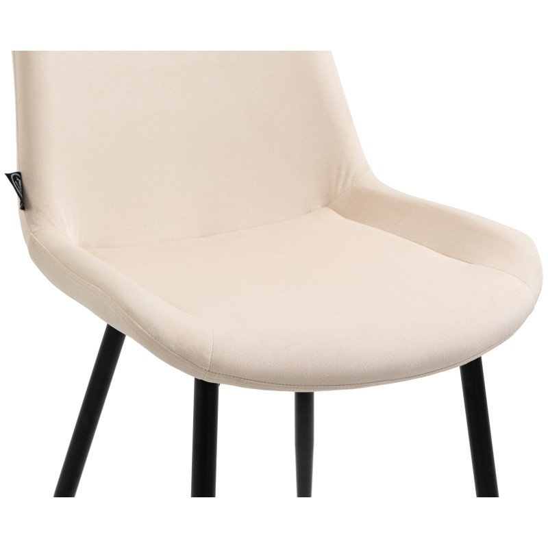 Juego de 2 sillas de comedor Victoria de terciopelo crema