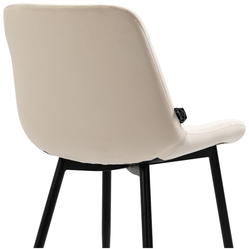 Juego de 2 sillas de comedor Victoria de terciopelo crema