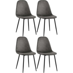 Juego de 4 sillas de comedor Napier en piel sintética negra Juego de 4 sillas de comedor Napier en piel sintética negra