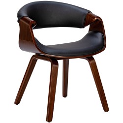 Silla de comedor Foley, piel sintética, nogal/negro