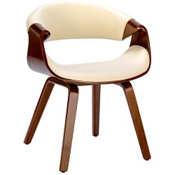 Silla de comedor Foley, piel sintética, color nogal/crema