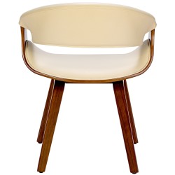 Silla de comedor Foley, piel sintética, color nogal/crema