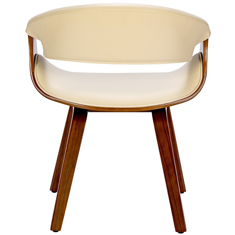 Silla de comedor Foley, piel sintética, color nogal/crema