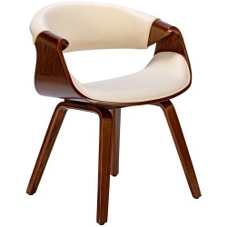 Silla de comedor Foley de tela en nogal/crema