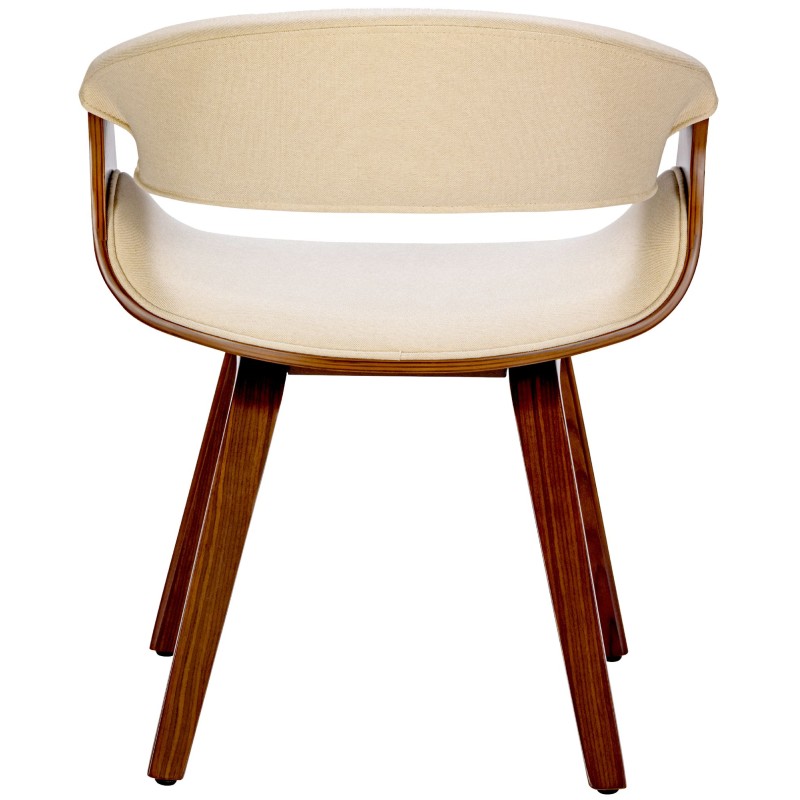 Silla de comedor Foley de tela en nogal/crema