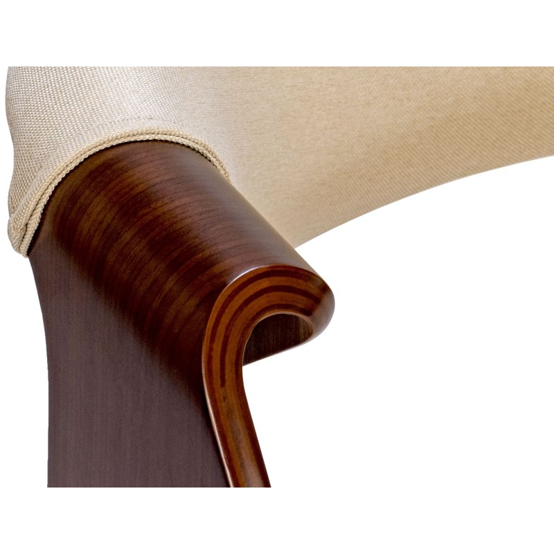 Silla de comedor Foley de tela en nogal/crema