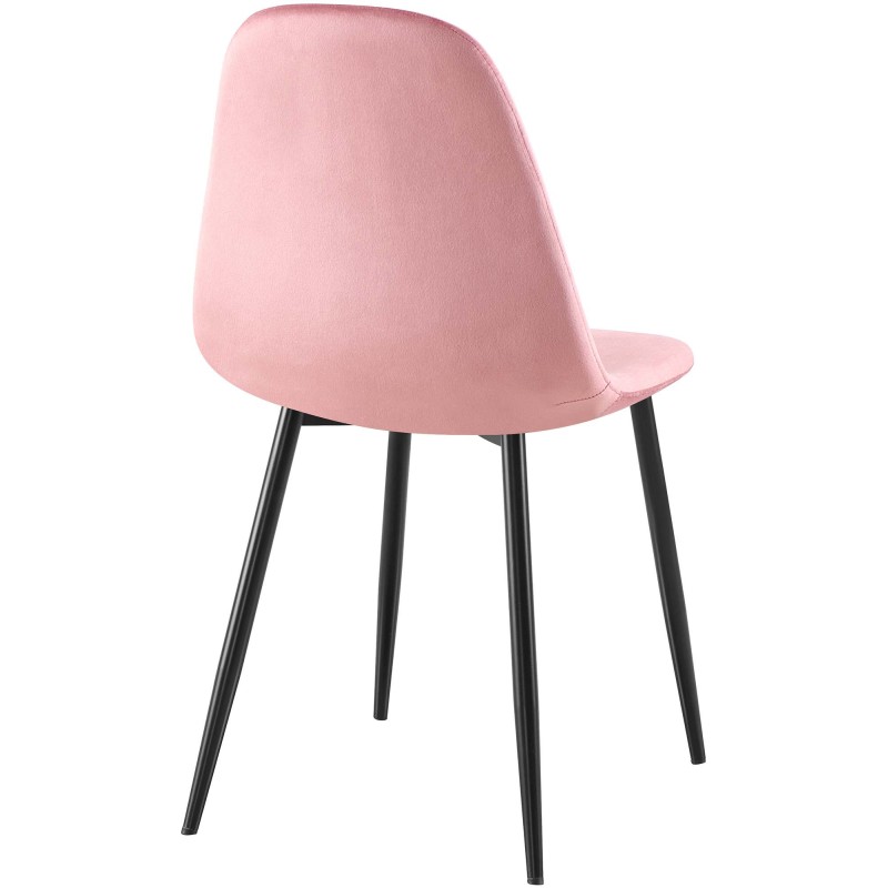 Juego de 4 sillas de comedor Napier de terciopelo rosa