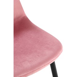 Juego de 4 sillas de comedor Napier de terciopelo rosa
