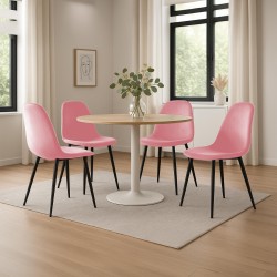 Juego de 4 sillas de comedor Napier de terciopelo rosa