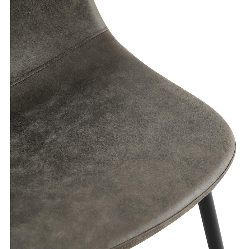 Juego de 4 sillas de comedor Napier, piel sintética, gris oscuro