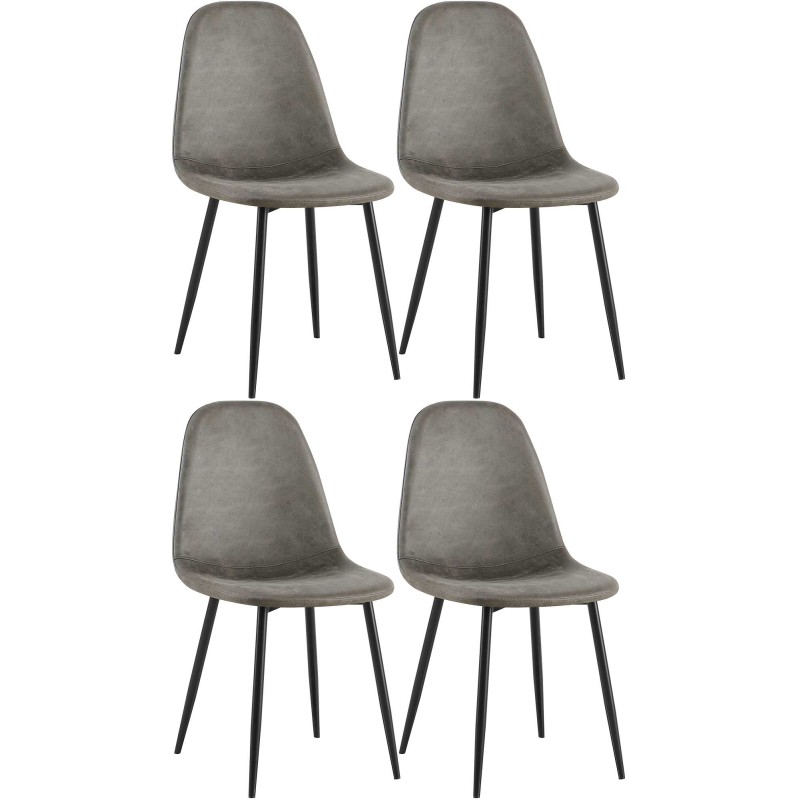 Juego de 4 sillas de comedor Napier, piel sintética, gris oscuro