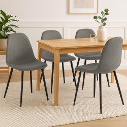 Juego de 4 sillas de comedor Napier, piel sintética, gris oscuro