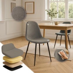 Juego de 4 sillas de comedor Napier, piel sintética, gris oscuro